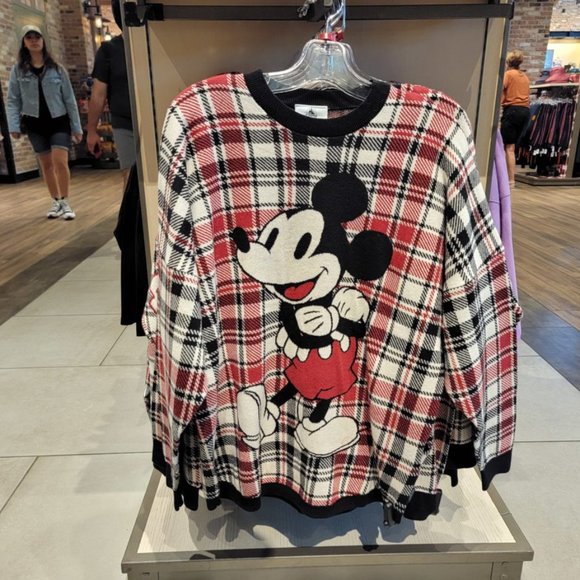 DISNEY DISNEYLAND MICKEY MOUSE HOLIDAY PLAID SPIRIT JERSEY SWEATER BLACK/RED Med - Picture 3 of 6